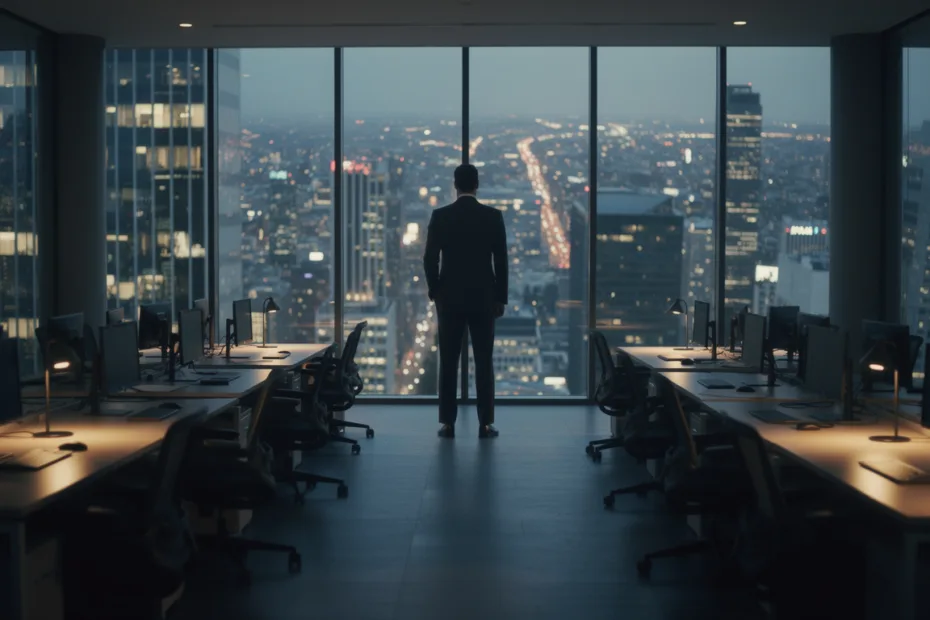 Flattening middle management: an executive reviewing a flatter organizational structure