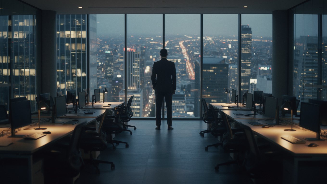 Flattening middle management: an executive reviewing a flatter organizational structure